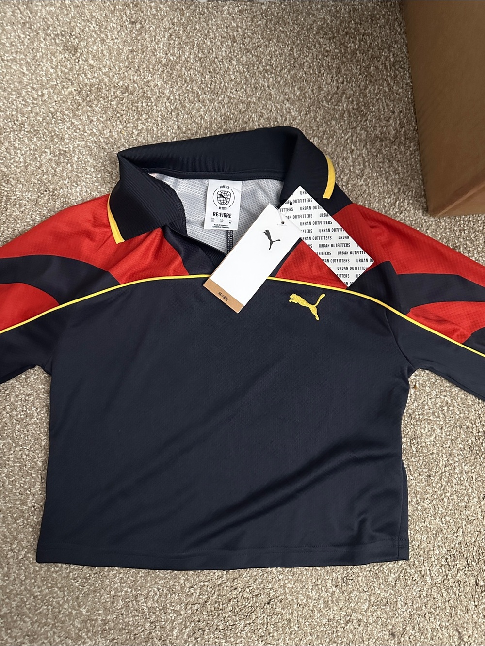 Puma football jersey Navy, Red, Yellow Polo vintage road to unity sporty soccer